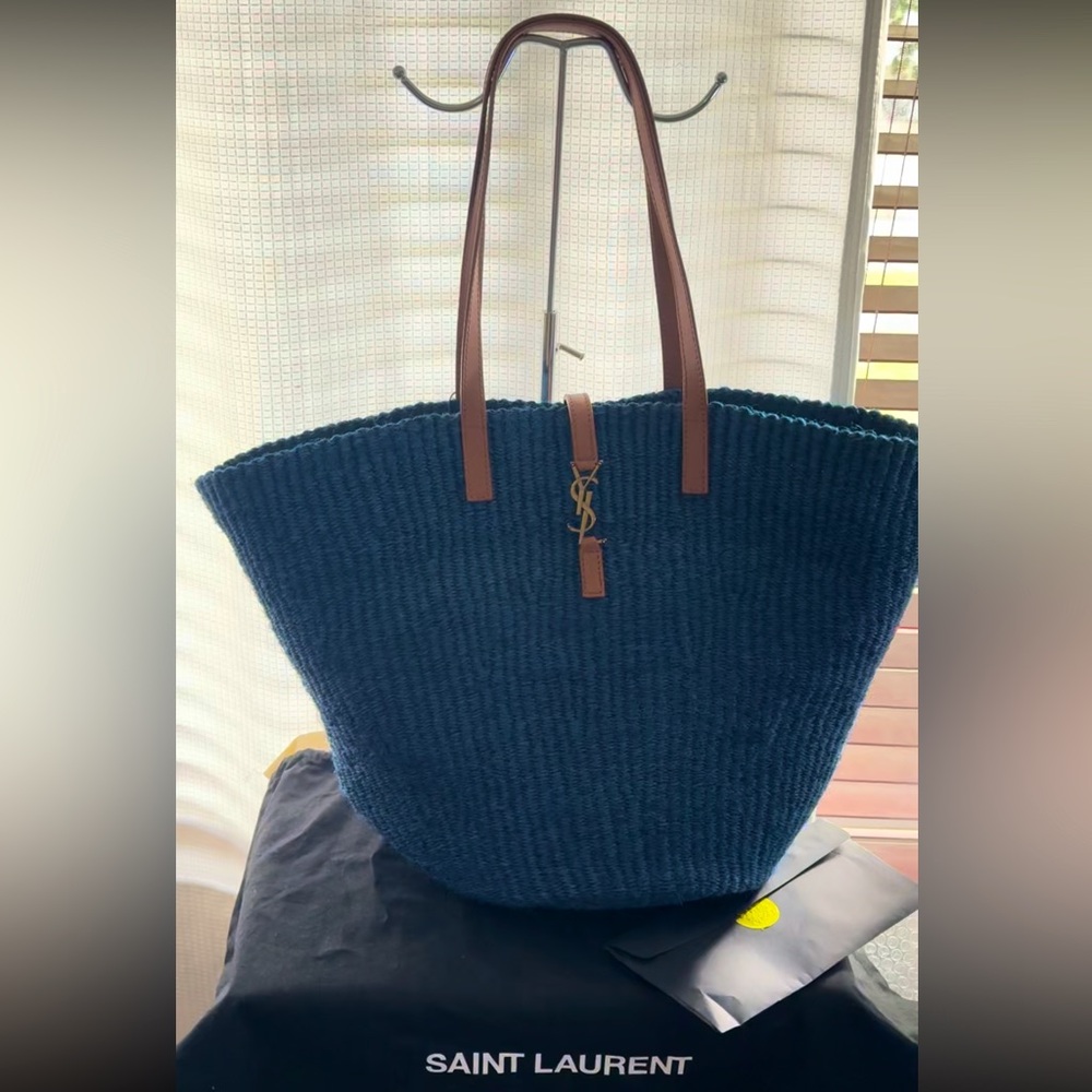 NWT Saint Laurent YSL Borsa A Mano Hobo Tote Bag In Blue/Orchid Brick - Picture 14 of 17